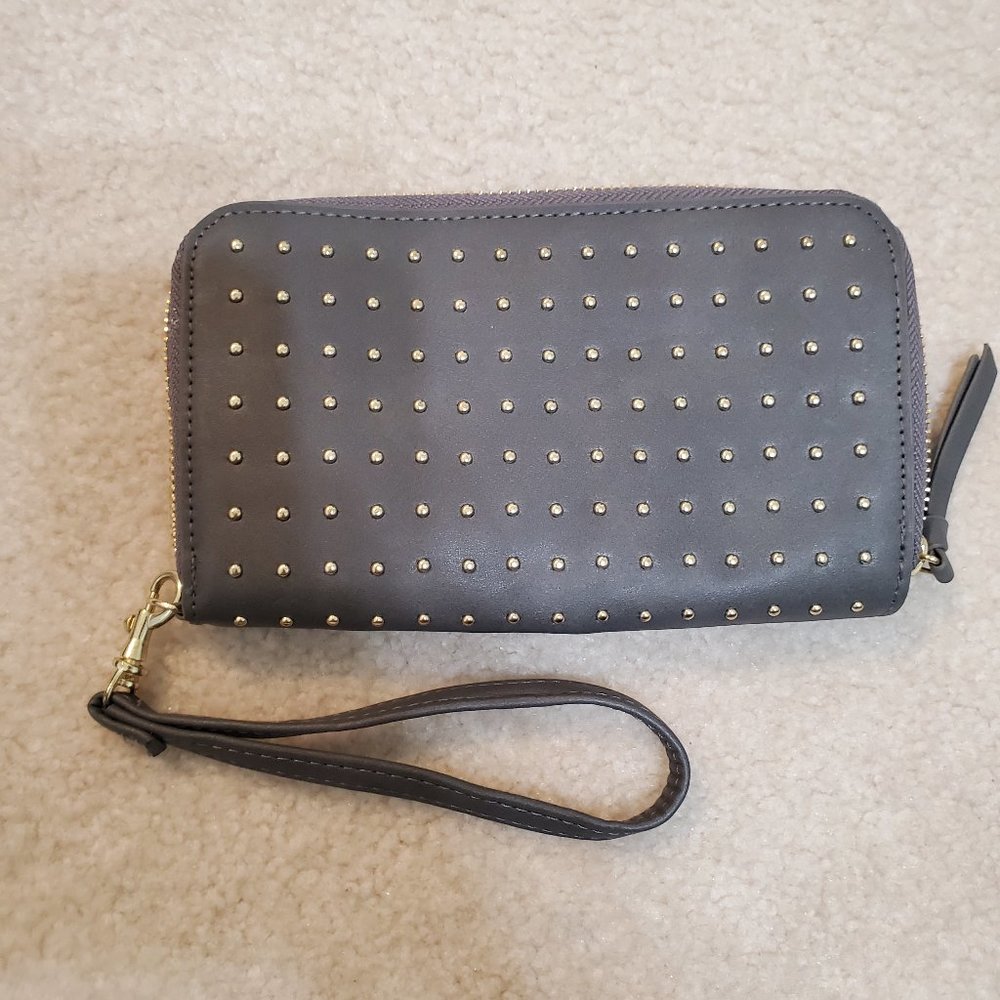 Pleather studded Wristlet